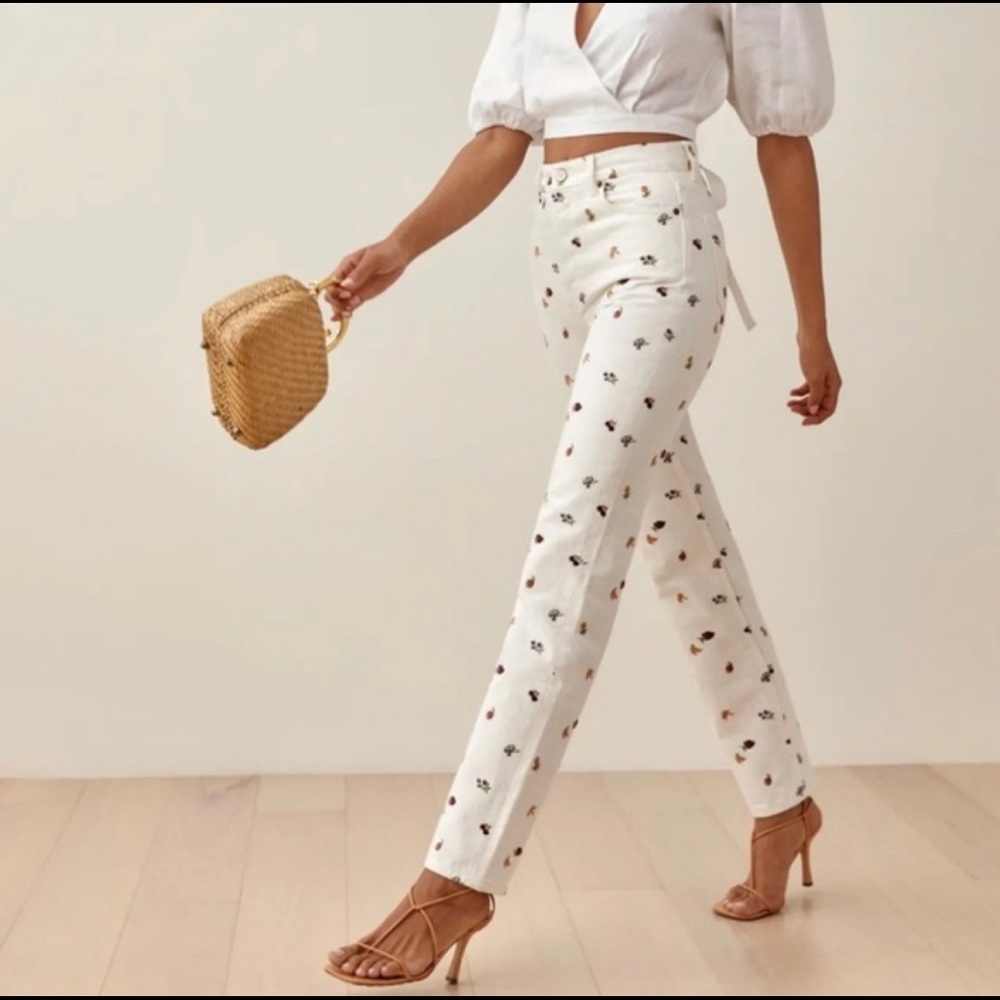 Reformation Cynthia Fruitloops High Rise Straight Jeans